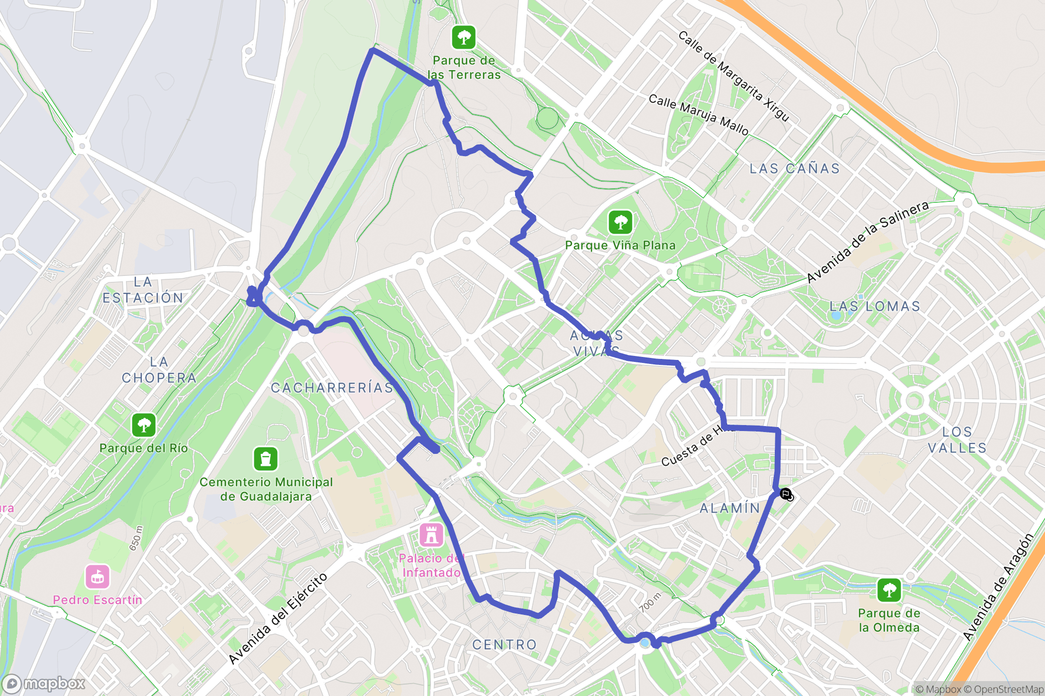 Guadalajara : carte du parcours de randonnée - Spain