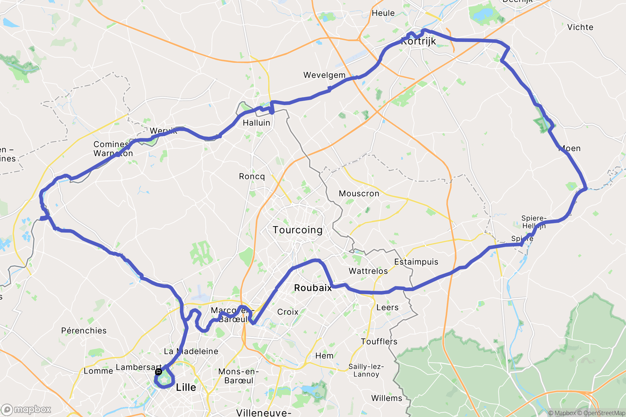 Lambersart : carte du parcours de randonnée - France
