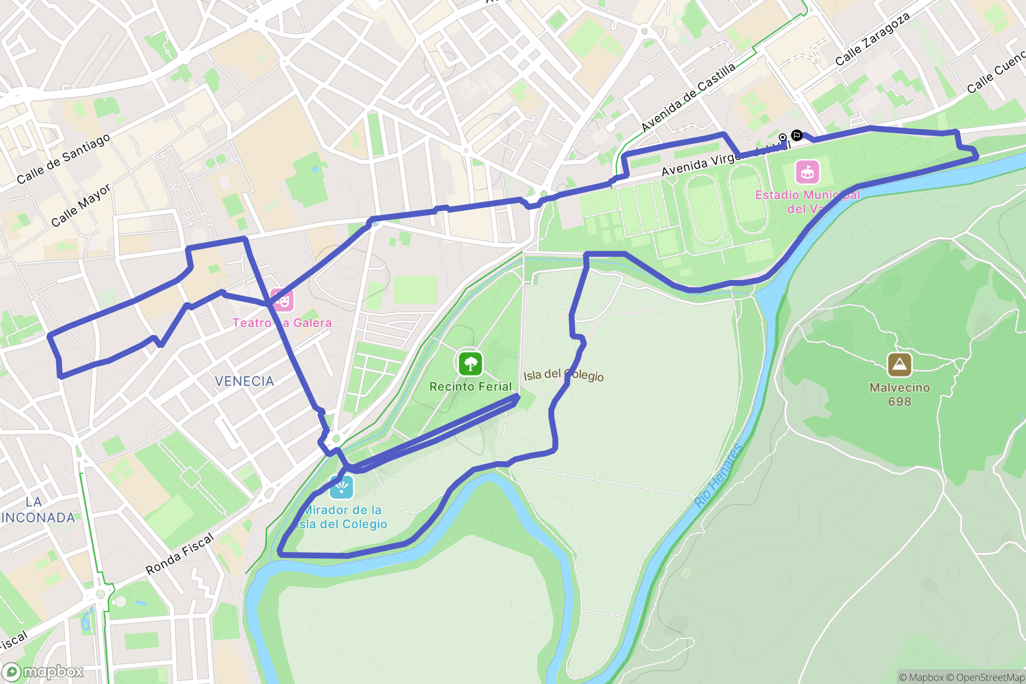 Alcalá de Henares : carte du parcours de randonnée - Spain