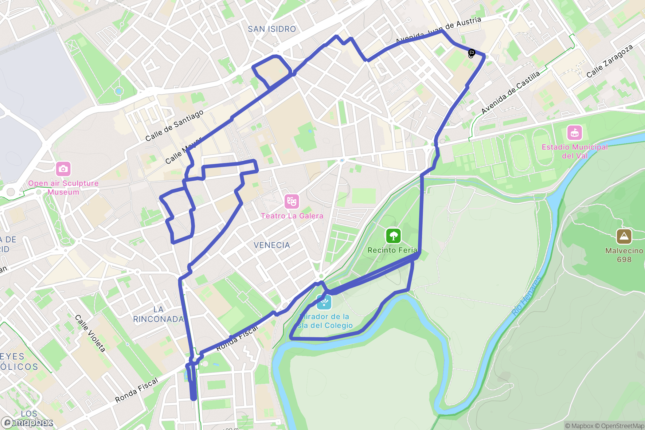 Alcalá de Henares : carte du parcours de randonnée - Spain