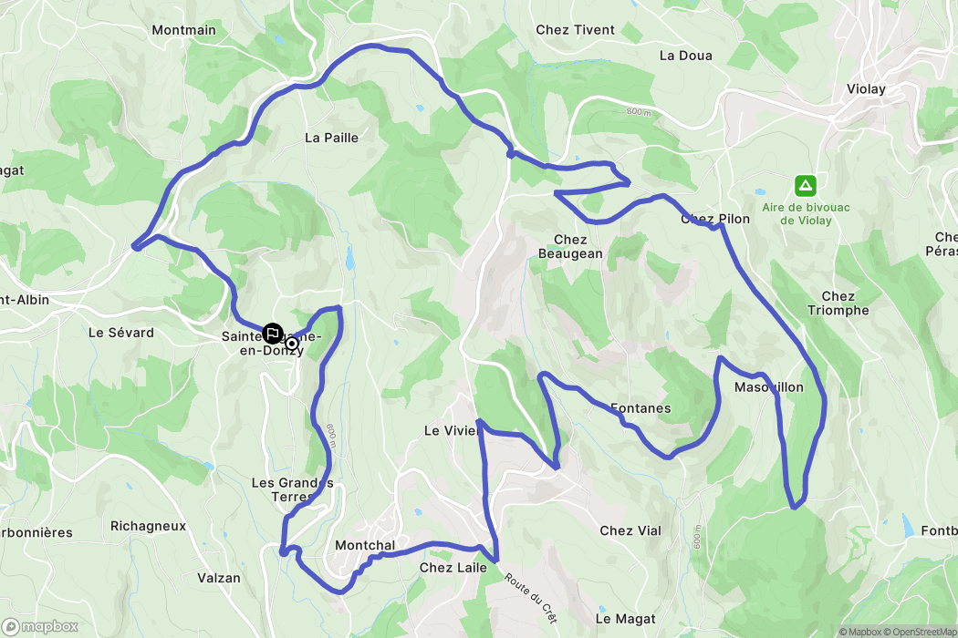 Sainte-Agathe-en-Donzy : carte du parcours de randonnée - France