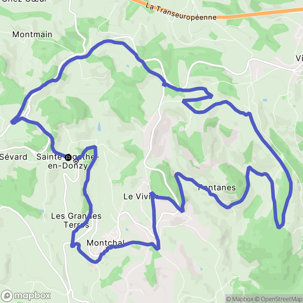 Sainte-Agathe-en-Donzy : carte du parcours de randonnée - France