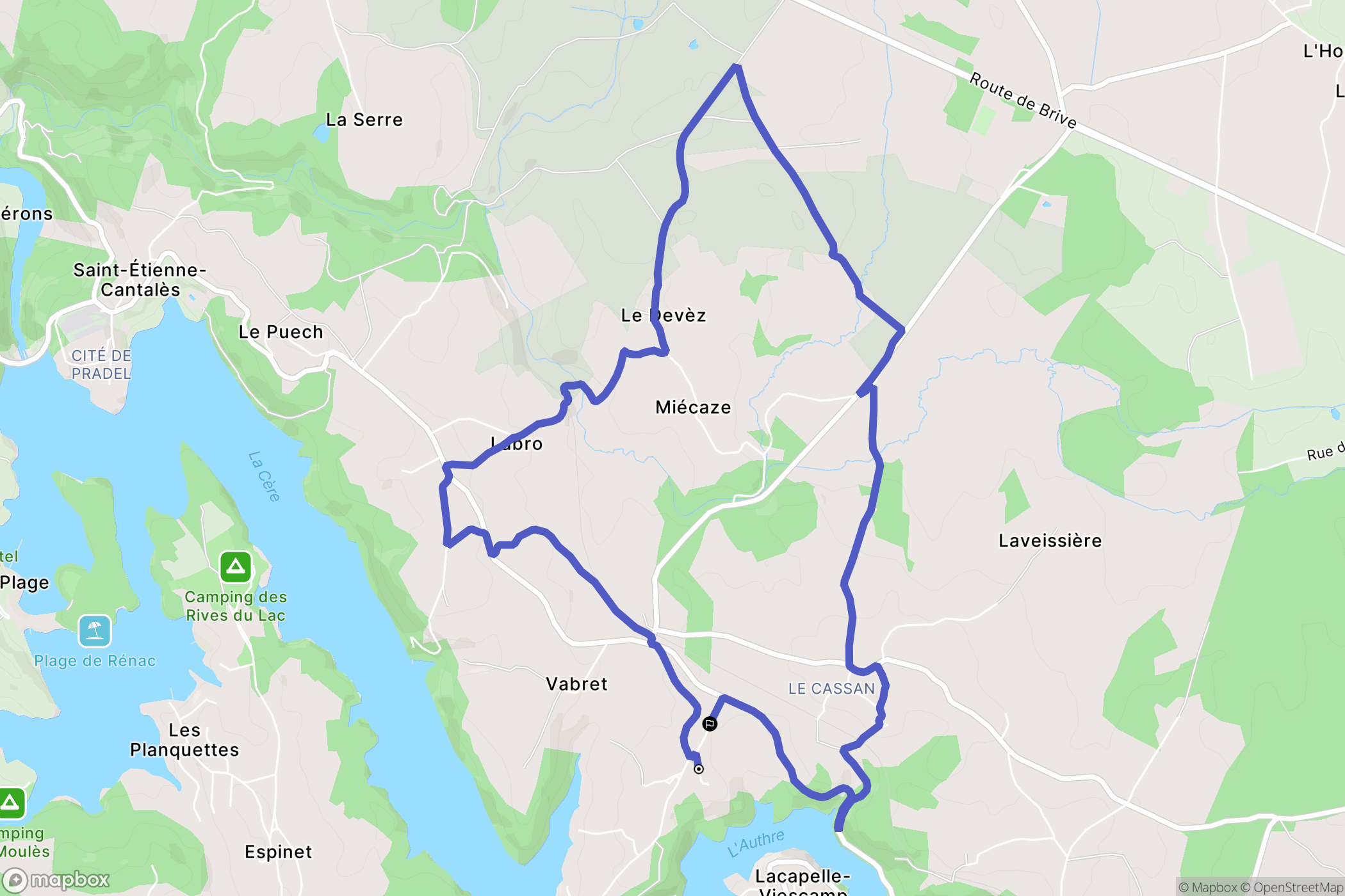 Lacapelle-Viescamp : carte du parcours de randonnée - France