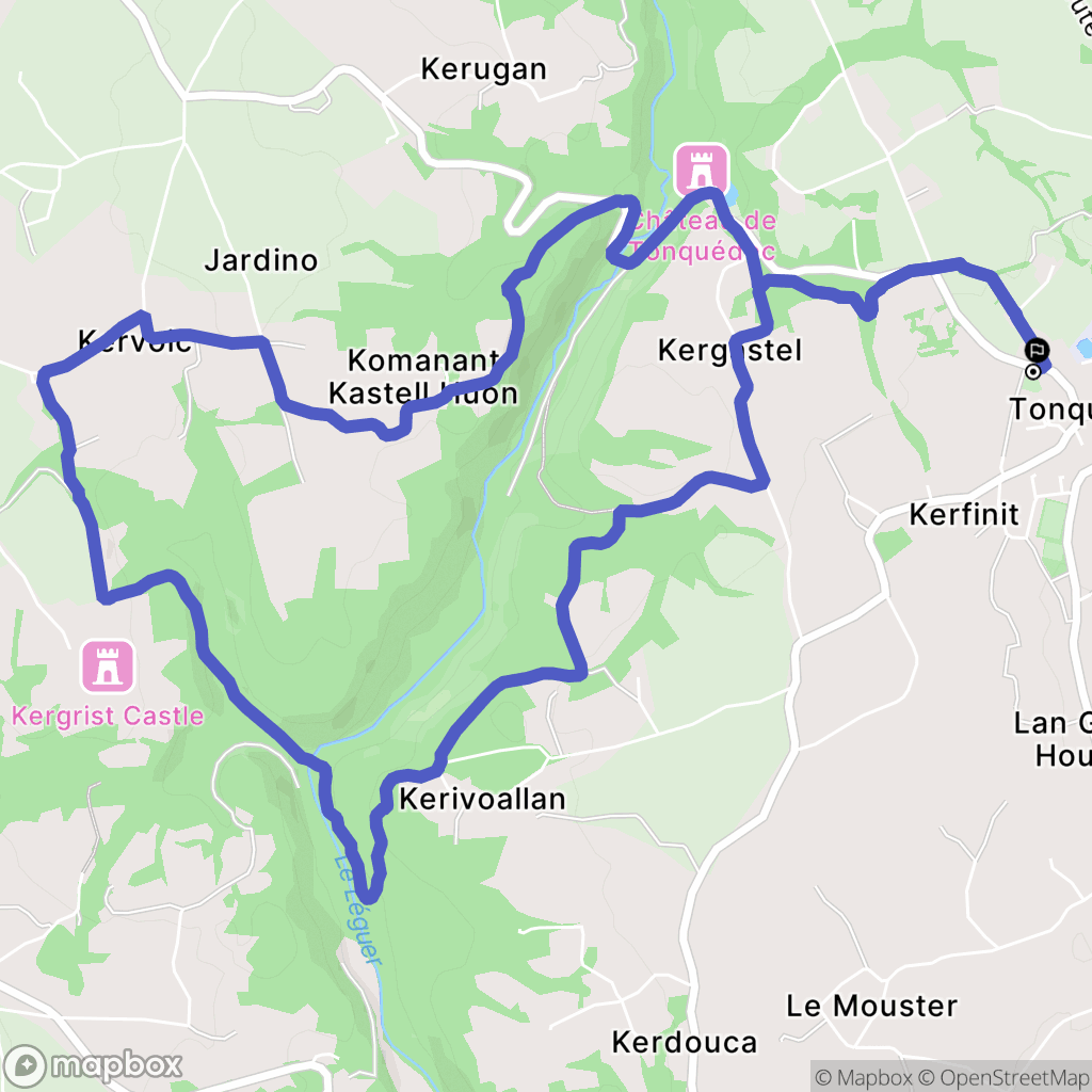 Tonquédec : carte du parcours de randonnée - France
