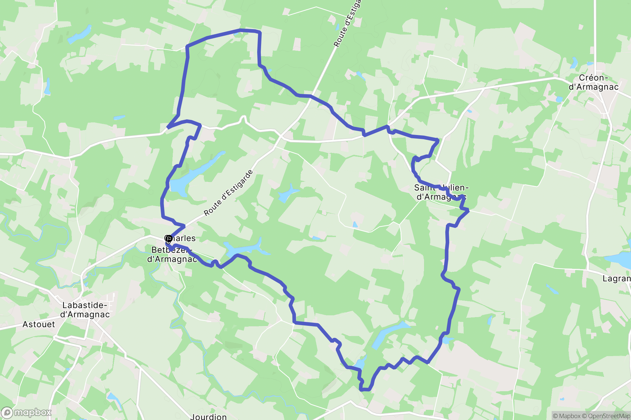 Betbezer-d'Armagnac : carte du parcours de randonnée - France