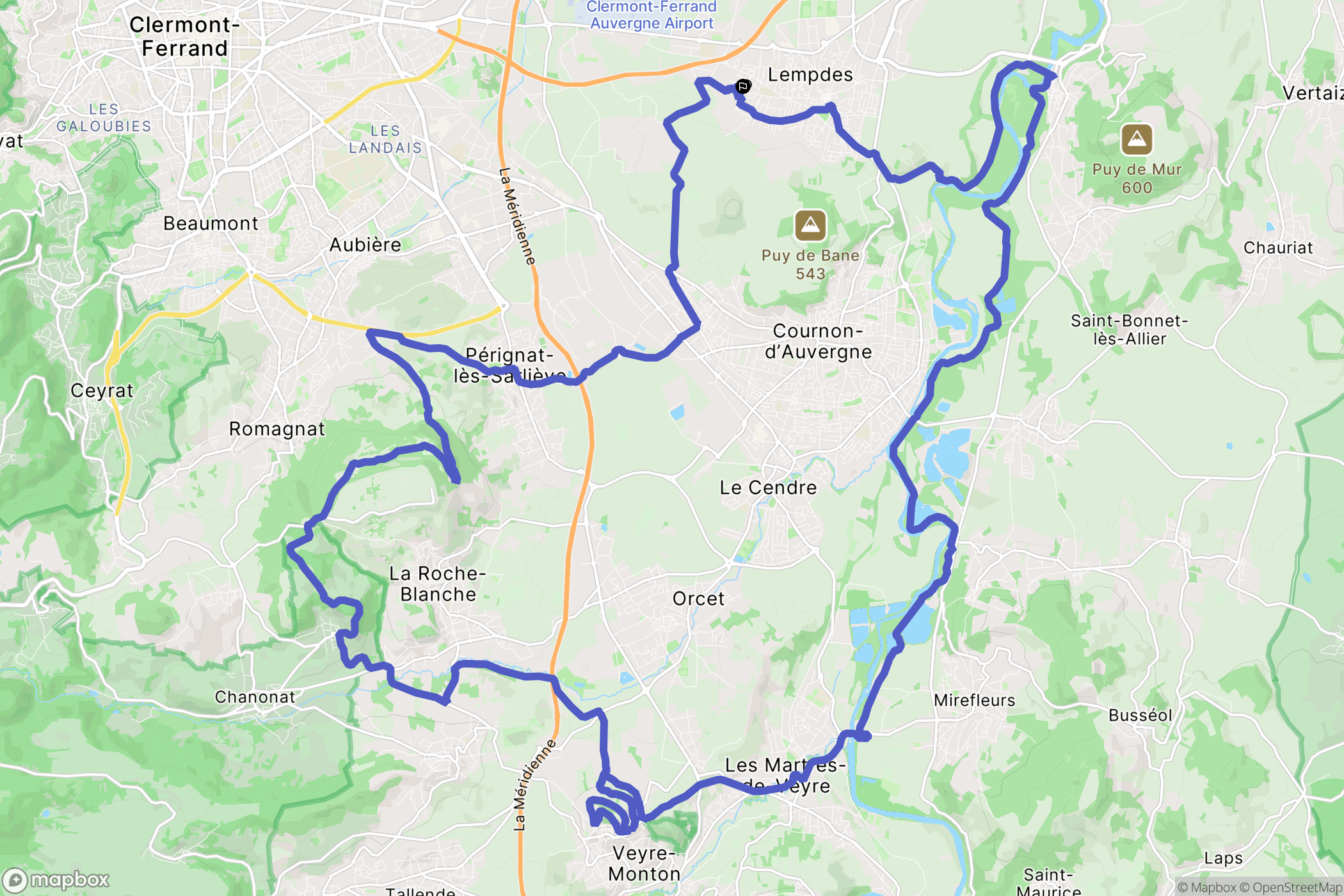 Lempdes : carte du parcours de randonnée - France