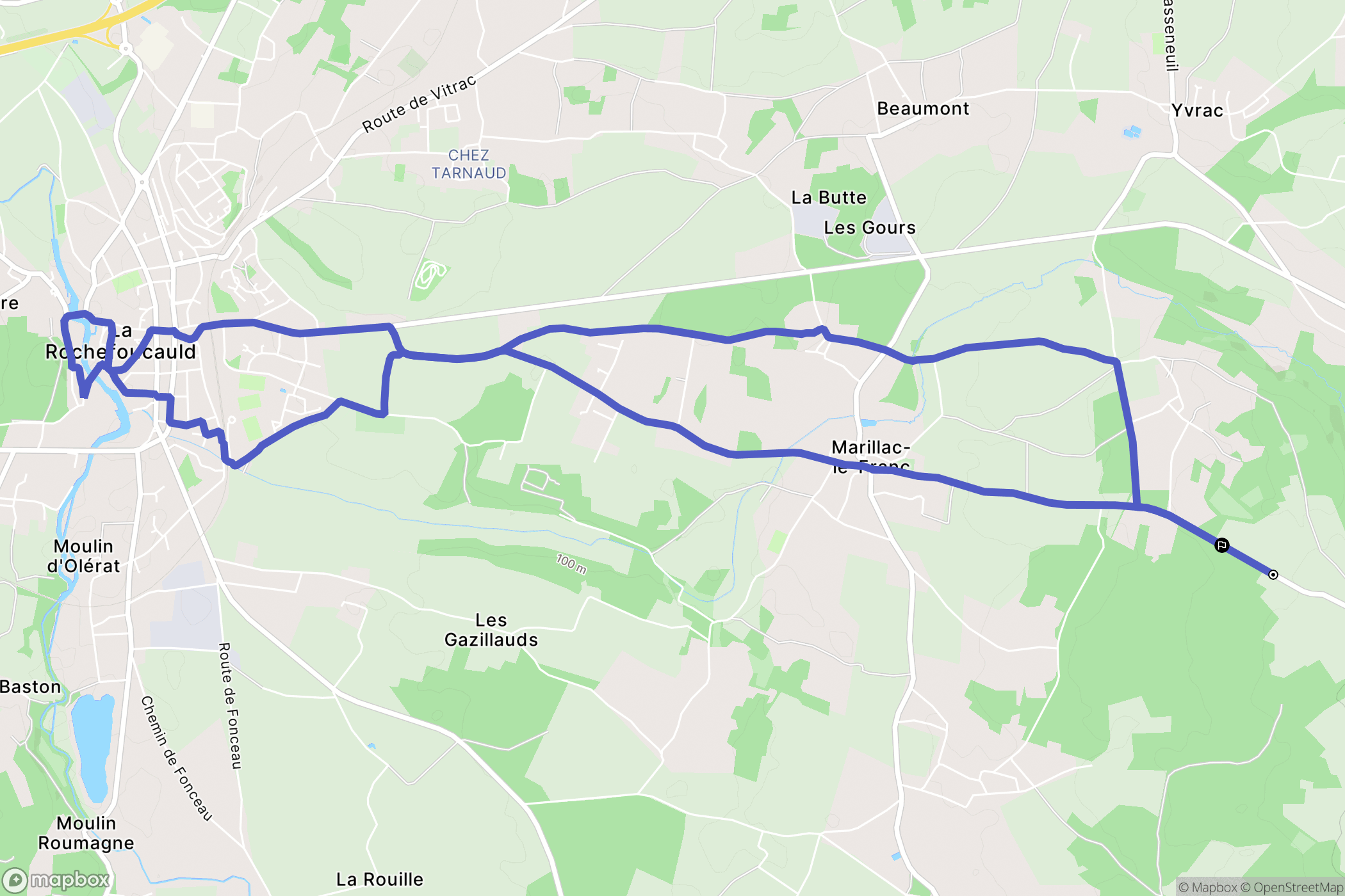 Marillac-le-Franc : carte du parcours de randonnée - France