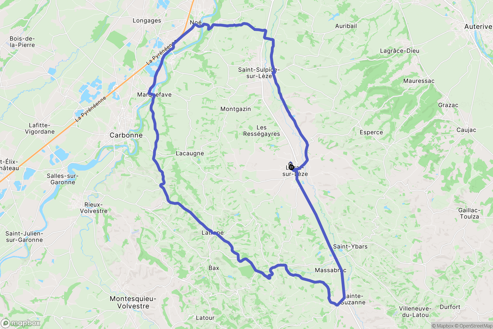 Lézat-sur-Lèze : carte du parcours de randonnée - France