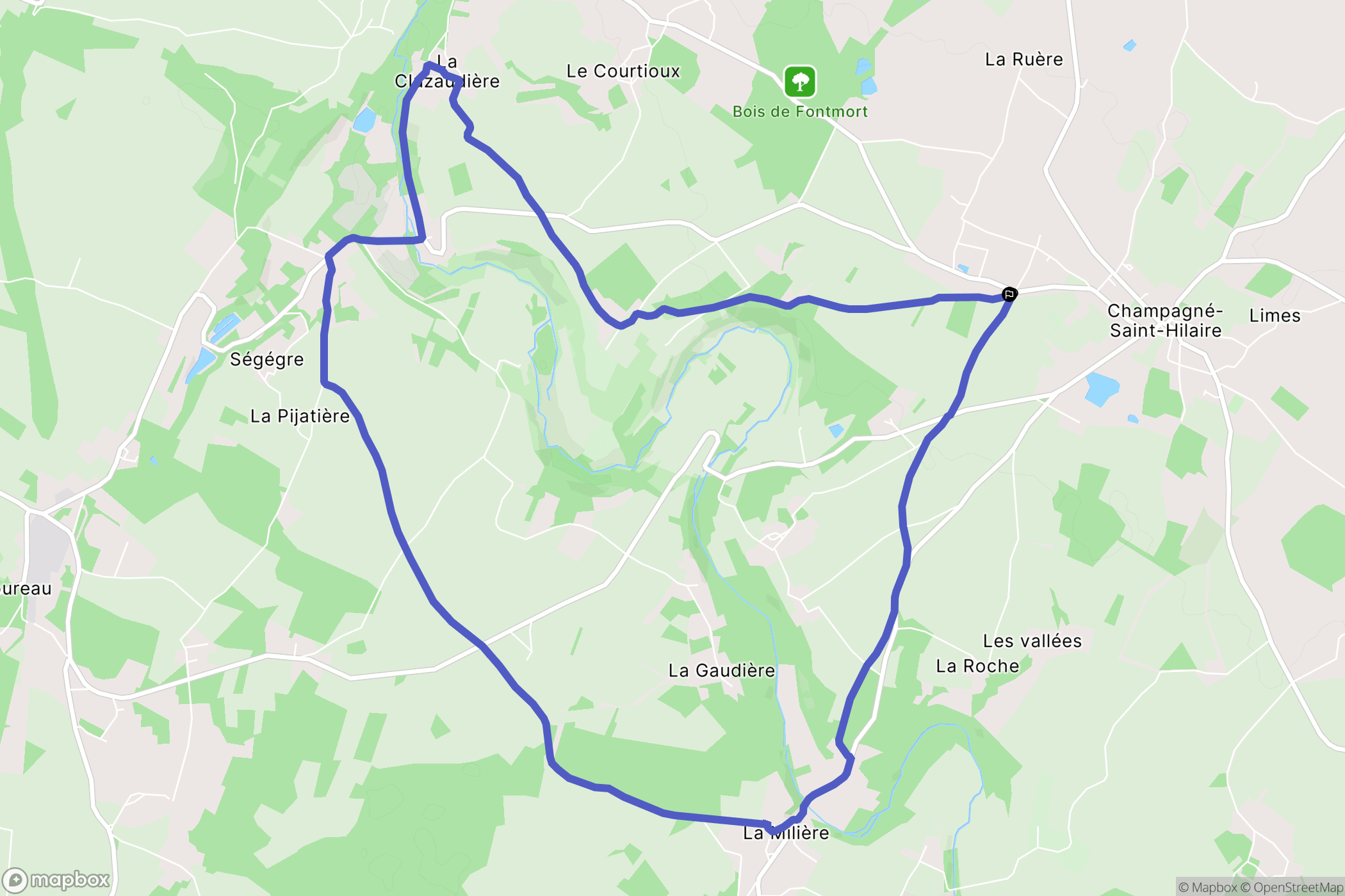 Champagné-Saint-Hilaire : carte du parcours de randonnée - France
