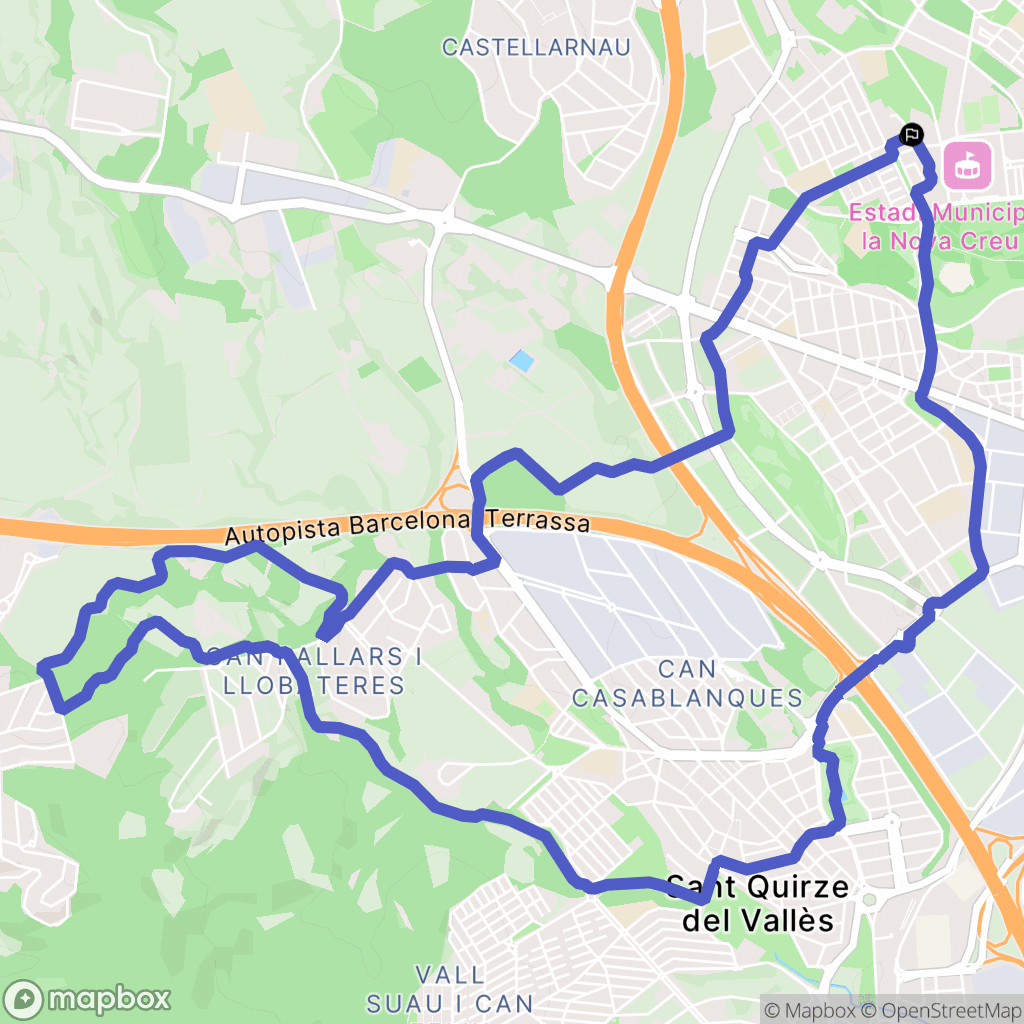 Sabadell : carte du parcours de randonnée - Spain