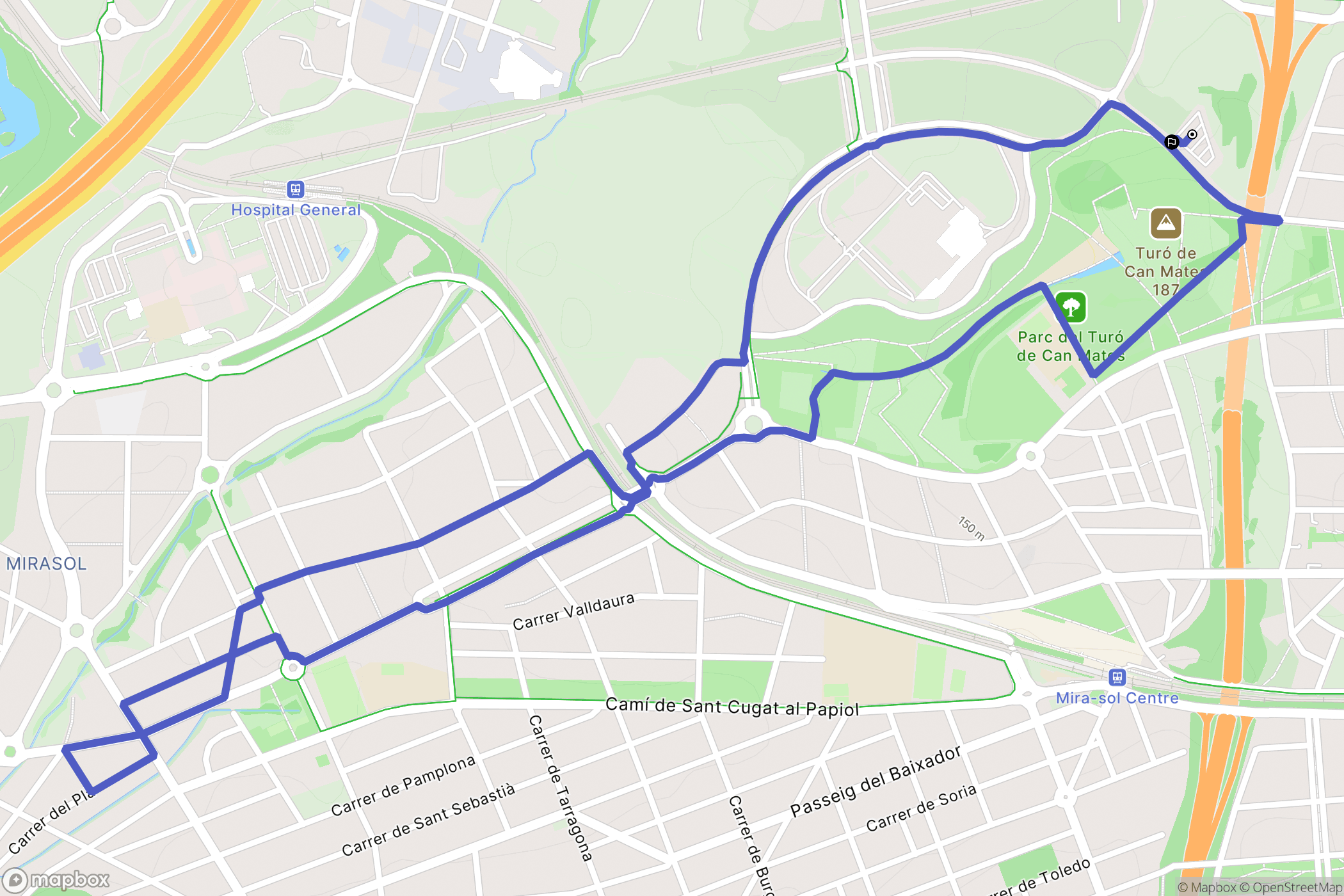 Sant Cugat del Vallès : carte du parcours de randonnée - Spain