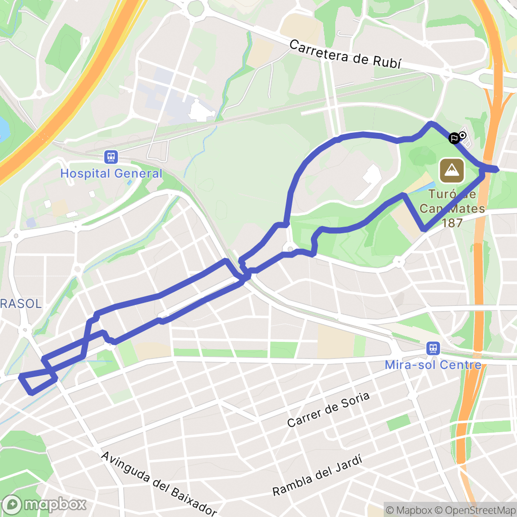 Sant Cugat del Vallès : carte du parcours de randonnée - Spain