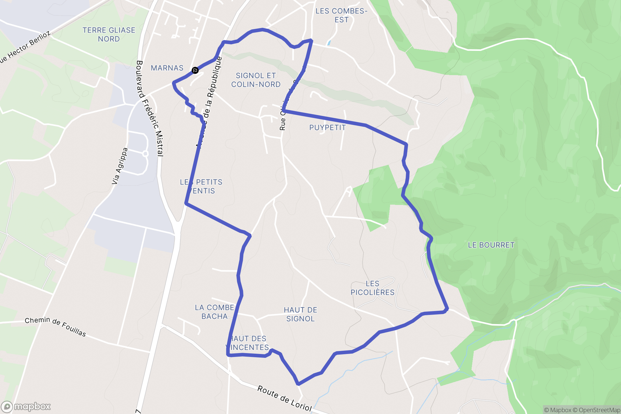 Loriol-sur-Drôme : carte du parcours de randonnée - France