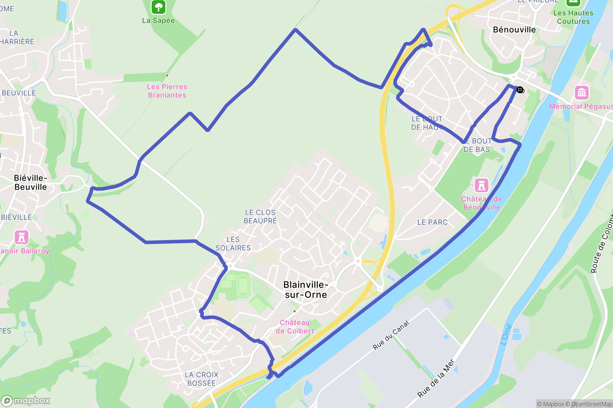 Bénouville : carte du parcours de randonnée - France
