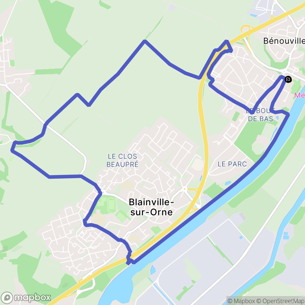 Bénouville : carte du parcours de randonnée - France