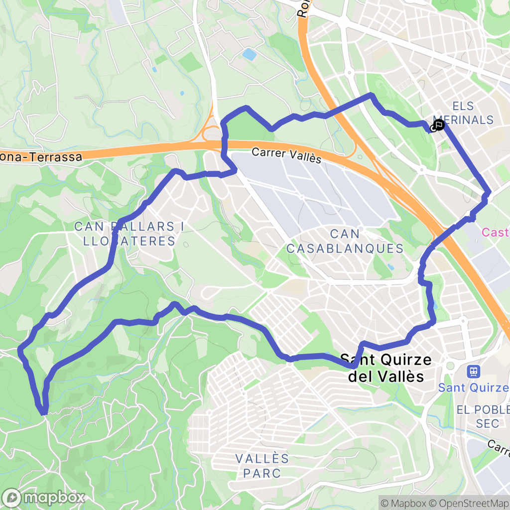 Sabadell : carte du parcours de randonnée - Spain