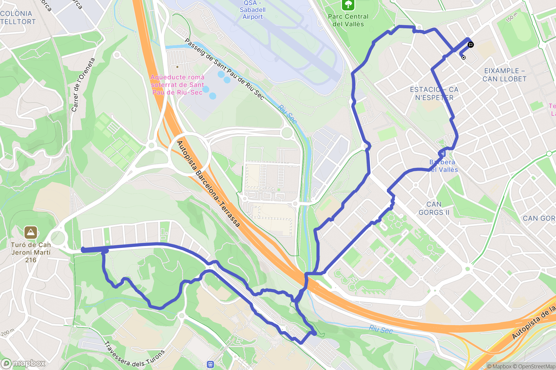 Barberà del Vallès : carte du parcours de randonnée - Spain