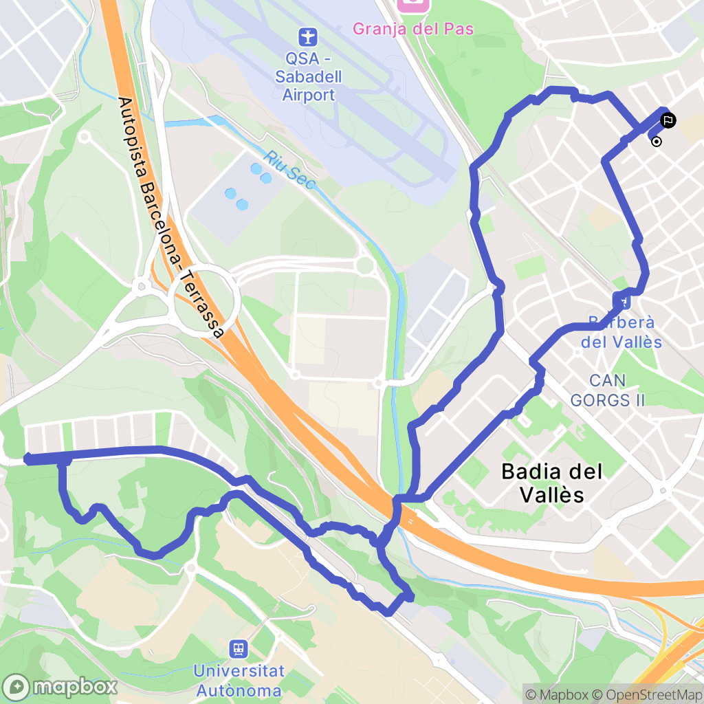 Barberà del Vallès : carte du parcours de randonnée - Spain