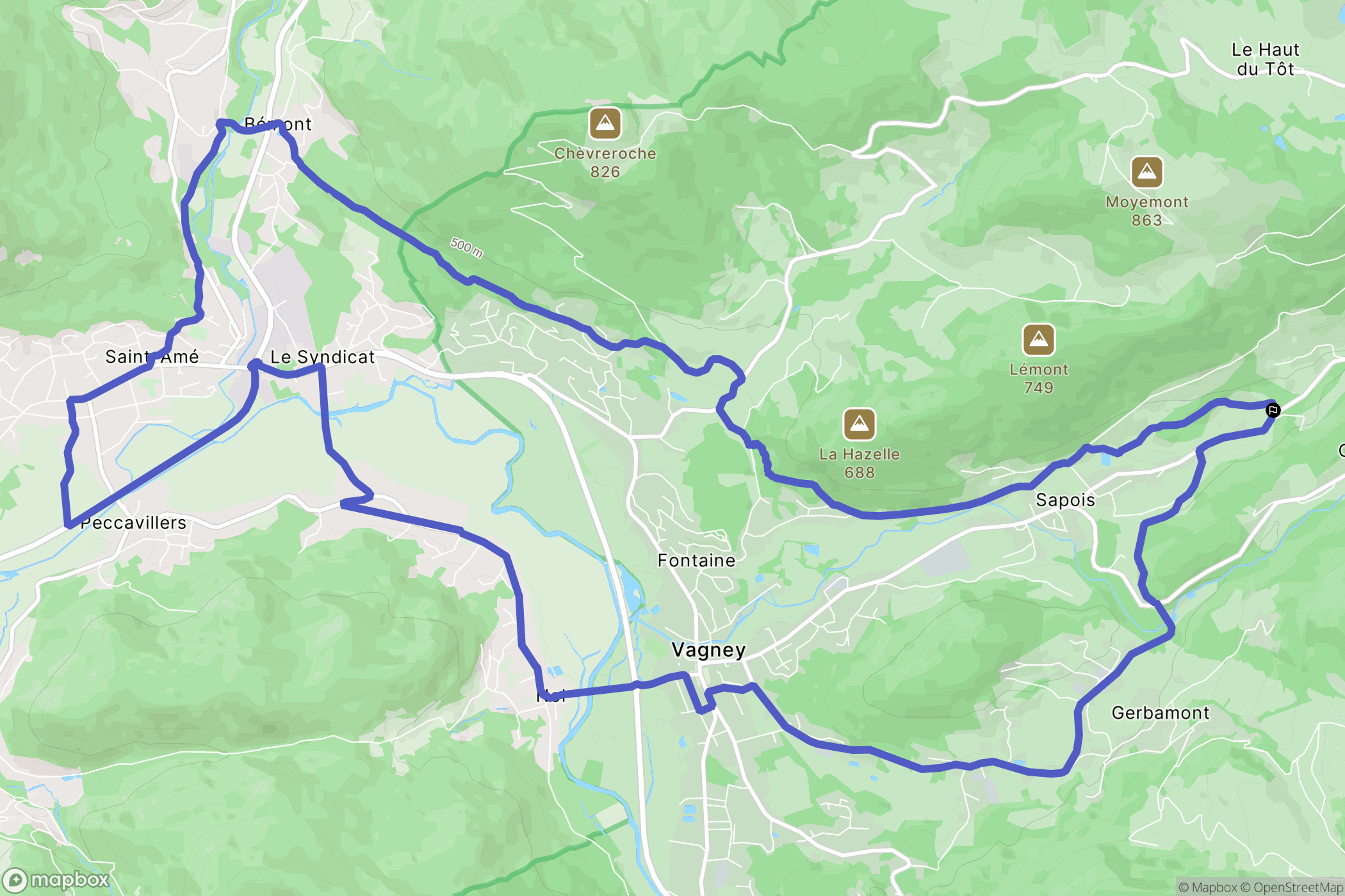Sapois : carte du parcours de randonnée - France