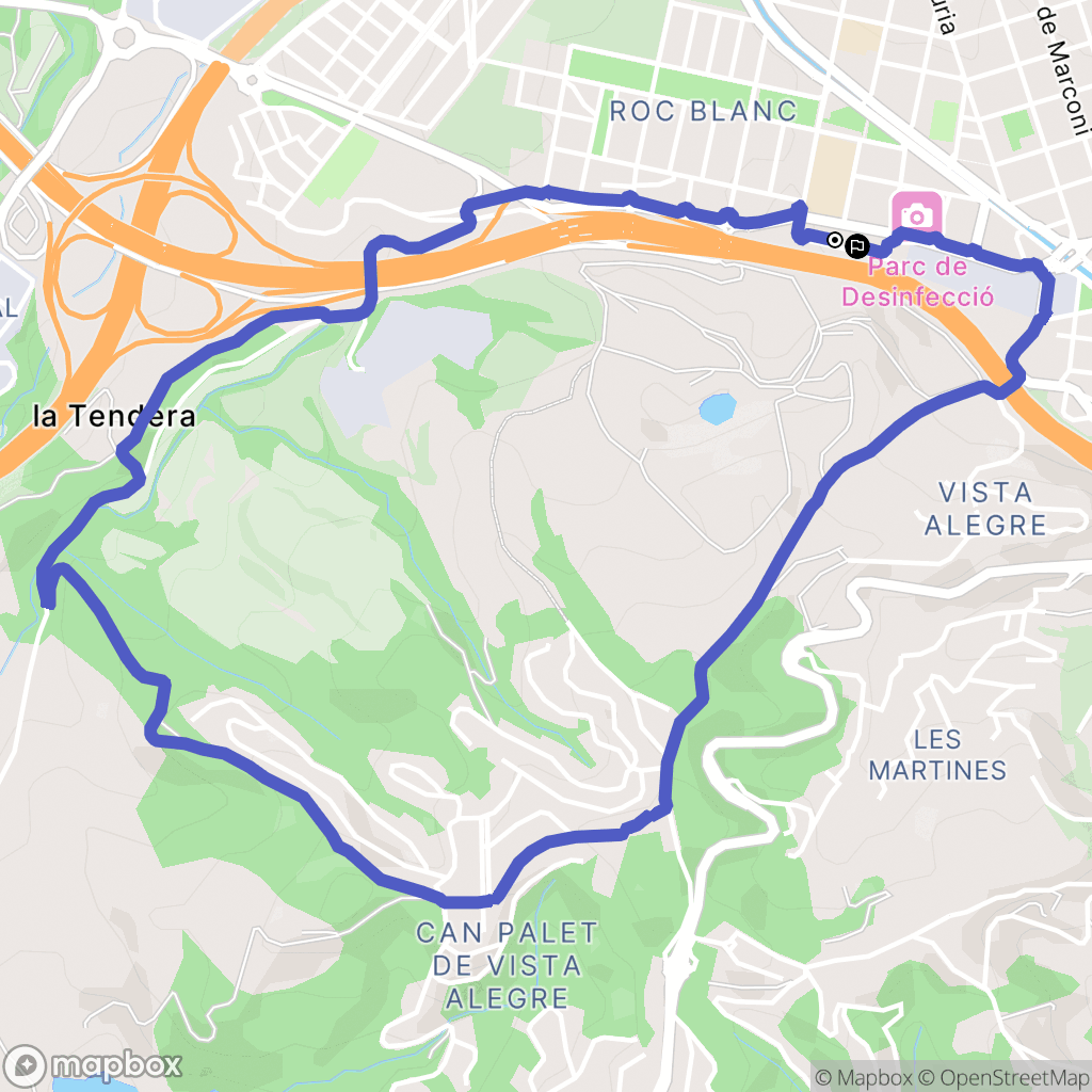 Terrassa : carte du parcours de randonnée - Spain