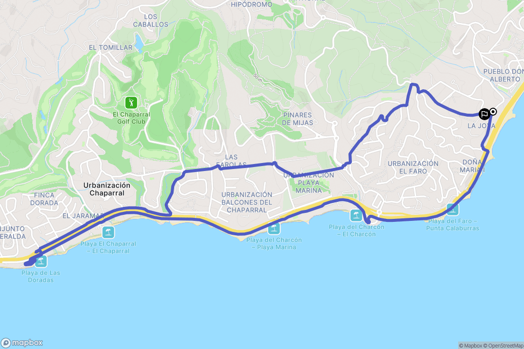 Mijas : carte du parcours de randonnée - Spain