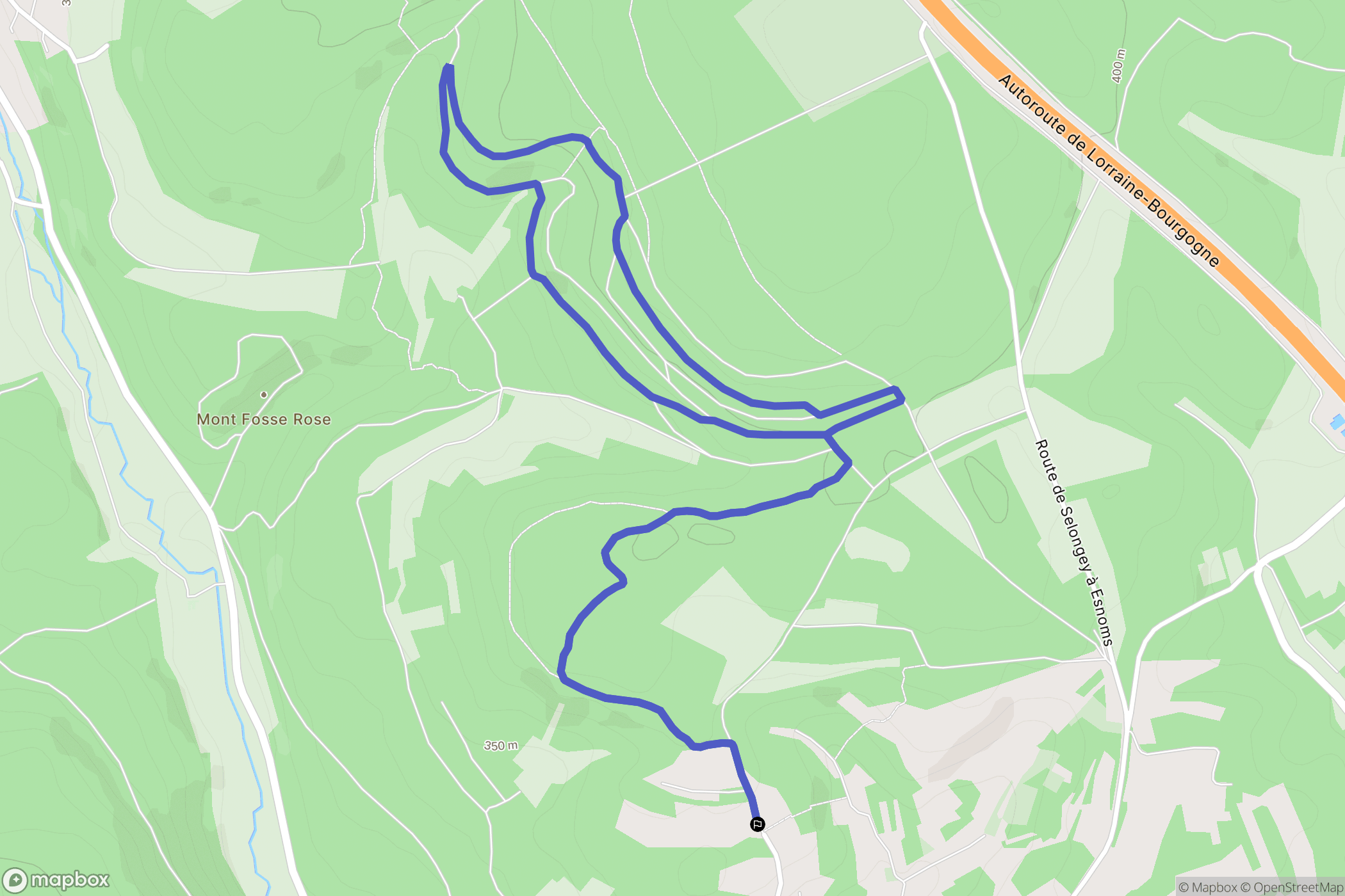 Selongey : carte du parcours de randonnée - France