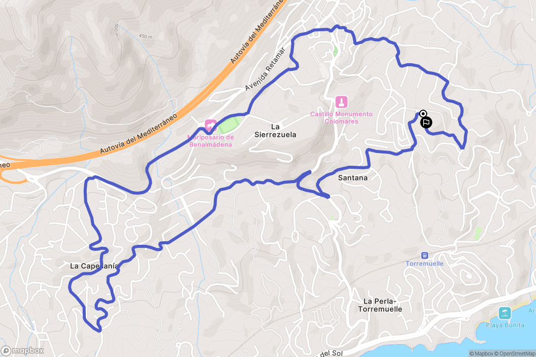 Benalmádena : carte du parcours de randonnée - Spain