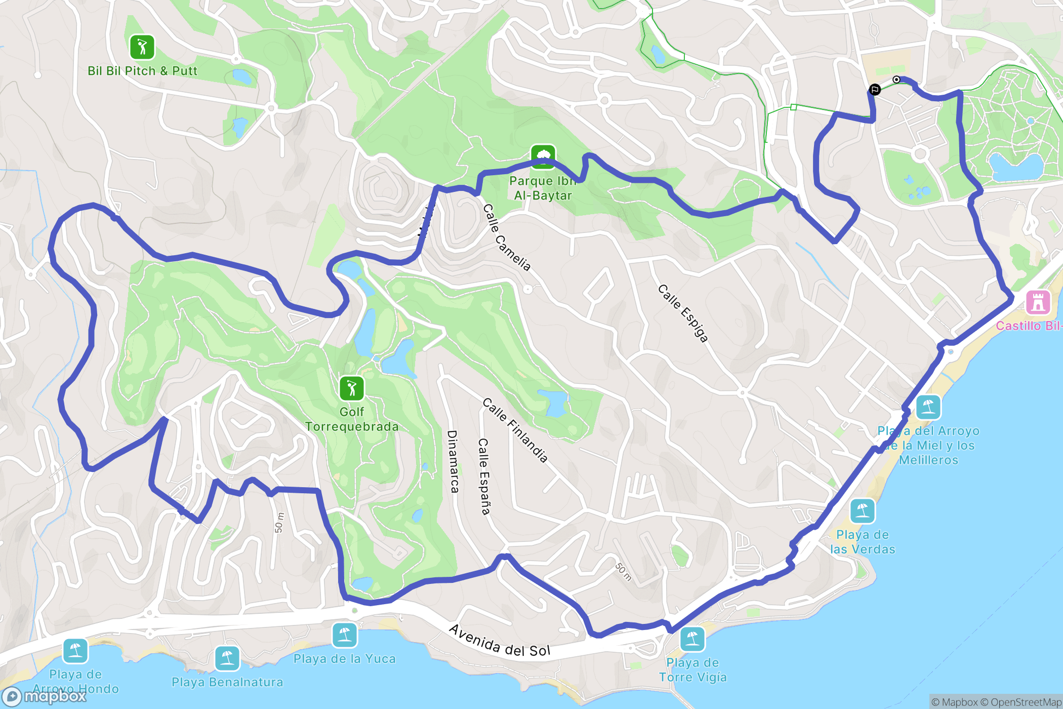 Benalmádena : carte du parcours de randonnée - Spain