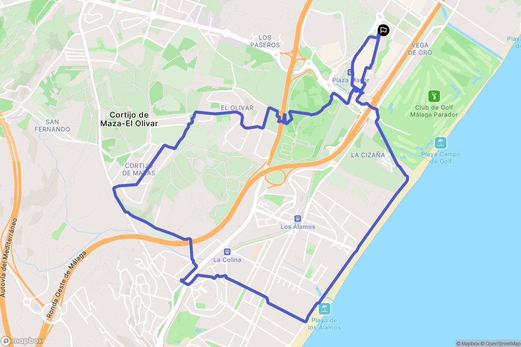 Málaga : carte du parcours de randonnée - Spain