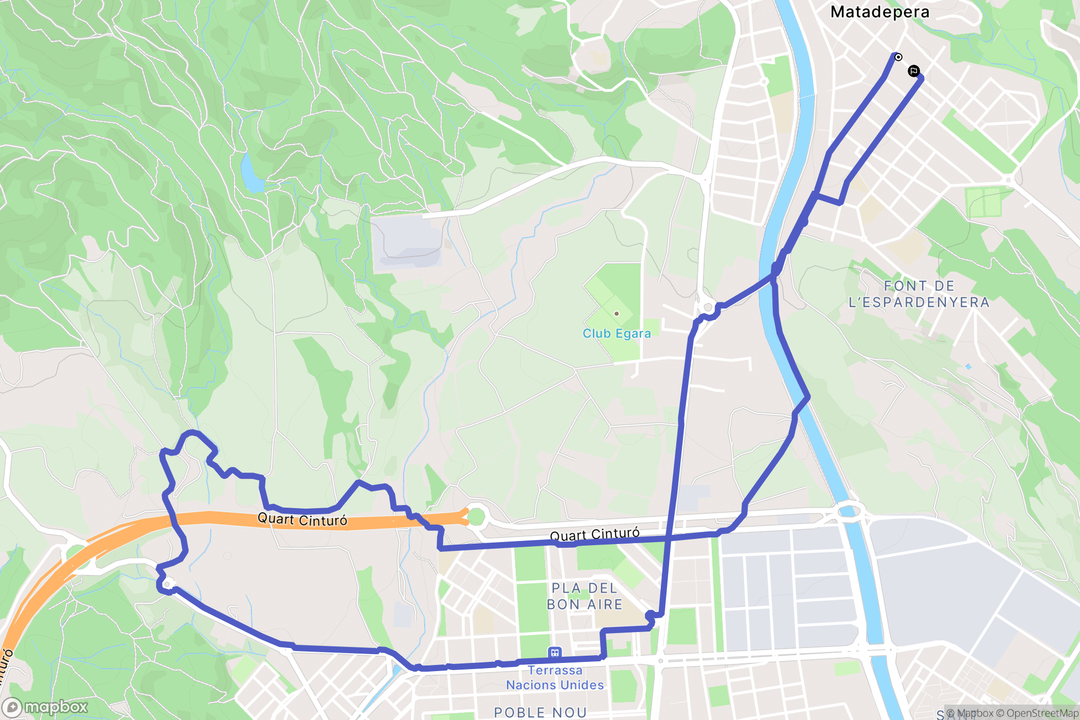 Matadepera : carte du parcours de randonnée - Spain