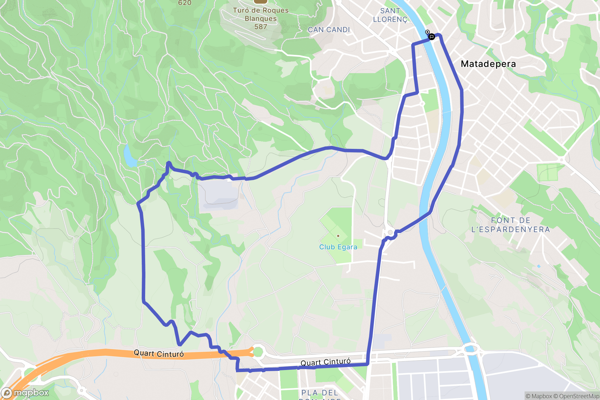Matadepera : carte du parcours de randonnée - Spain