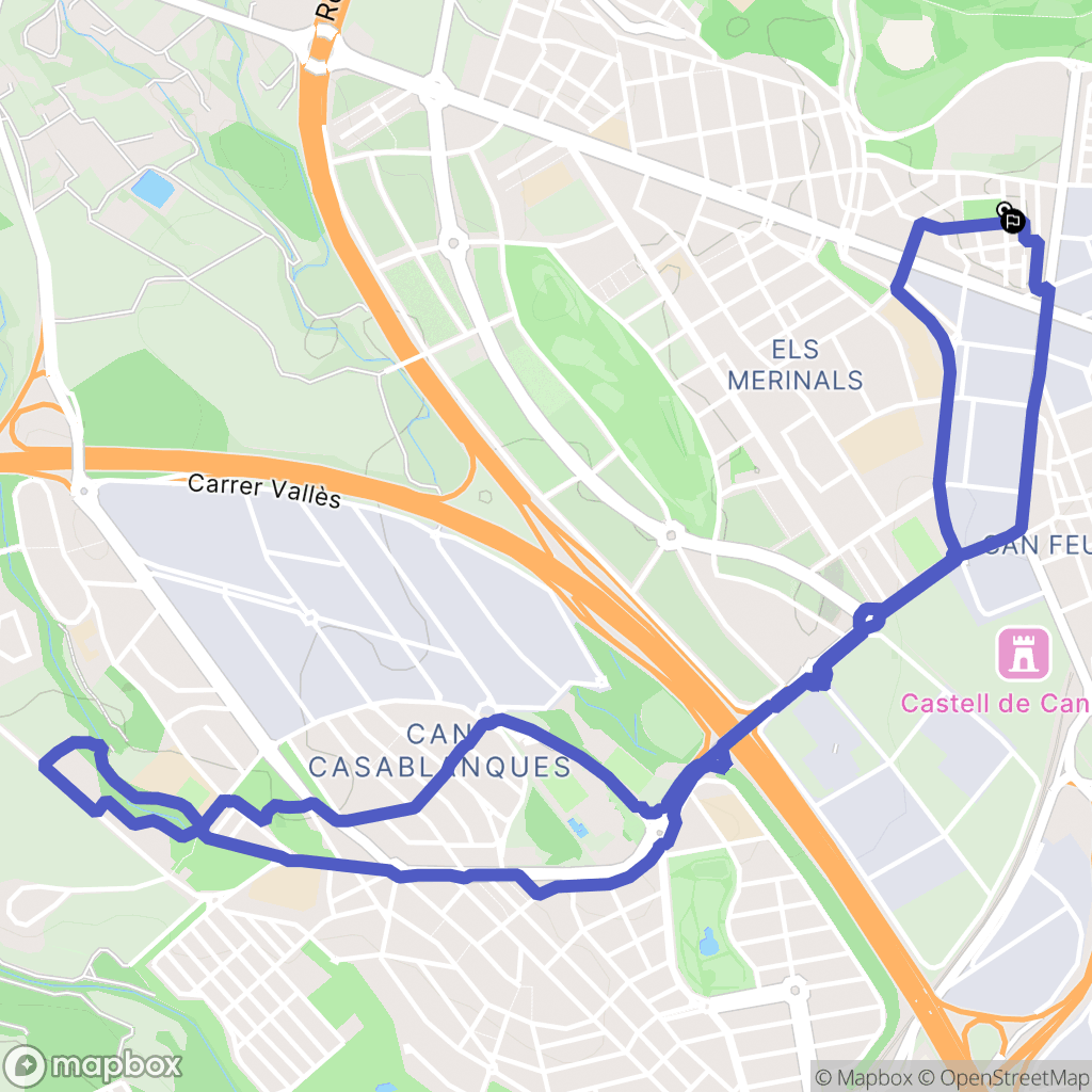 Sabadell : carte du parcours de randonnée - Spain