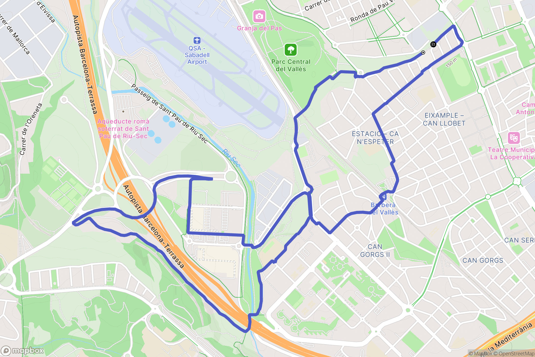 Barberà del Vallès : carte du parcours de randonnée - Spain