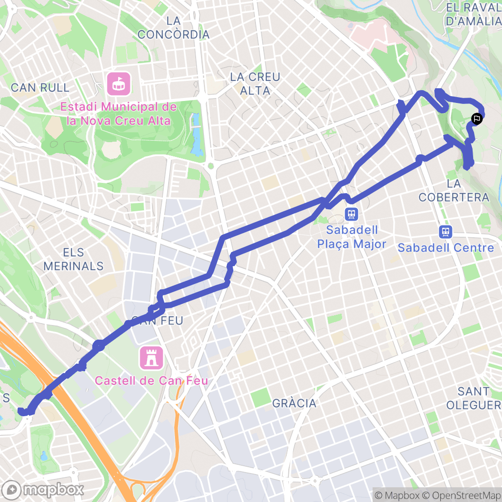 Sabadell : carte du parcours de randonnée - Spain