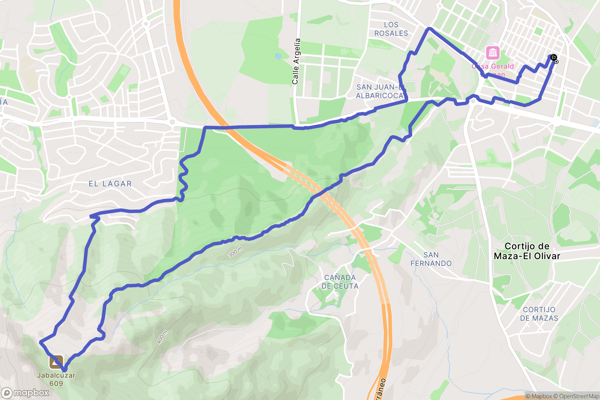 Málaga : carte du parcours de randonnée - Spain