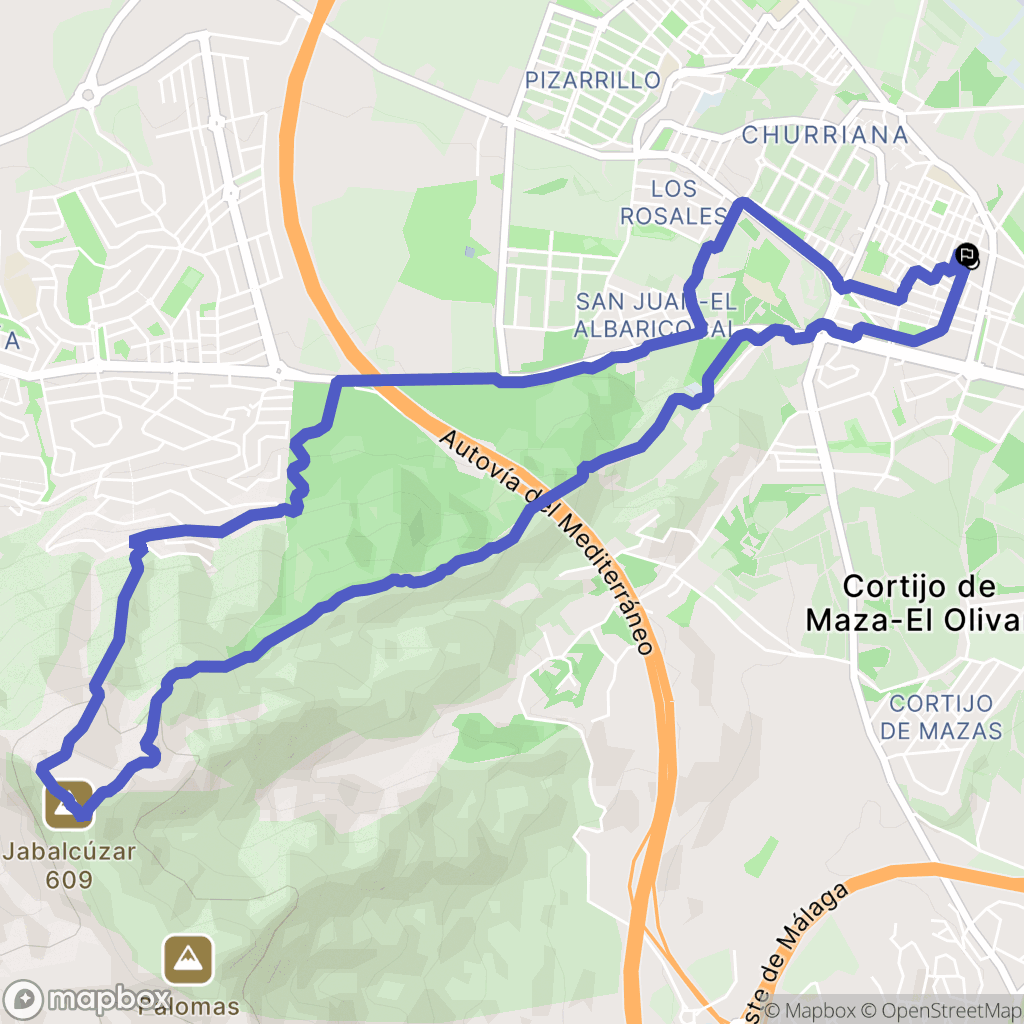 Málaga : carte du parcours de randonnée - Spain