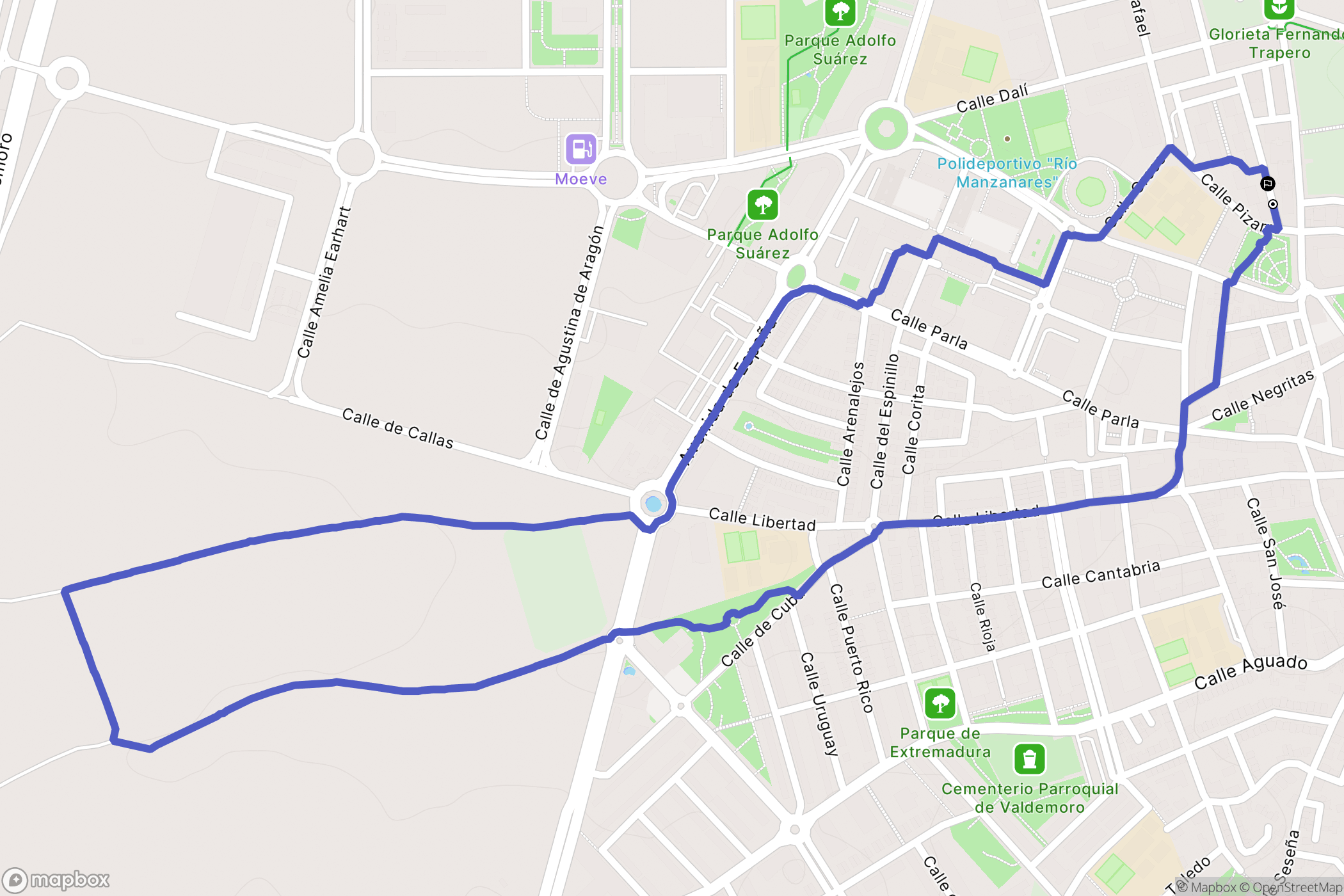 Valdemoro : carte du parcours de randonnée - Spain