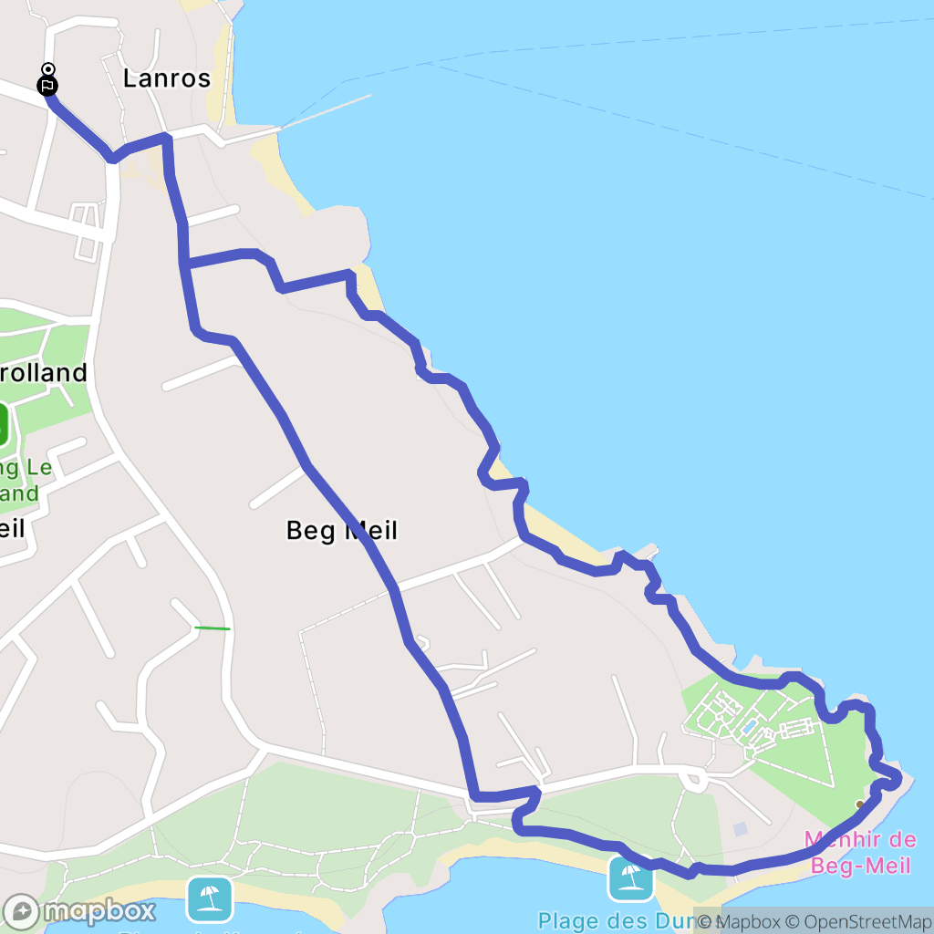 Fouesnant : carte du parcours de randonnée - France