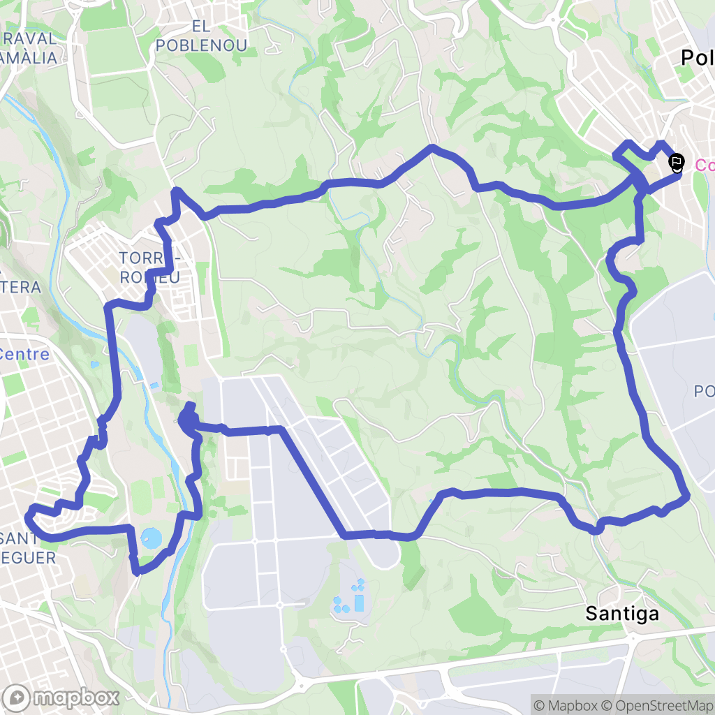 Polinyà : carte du parcours de randonnée - Spain
