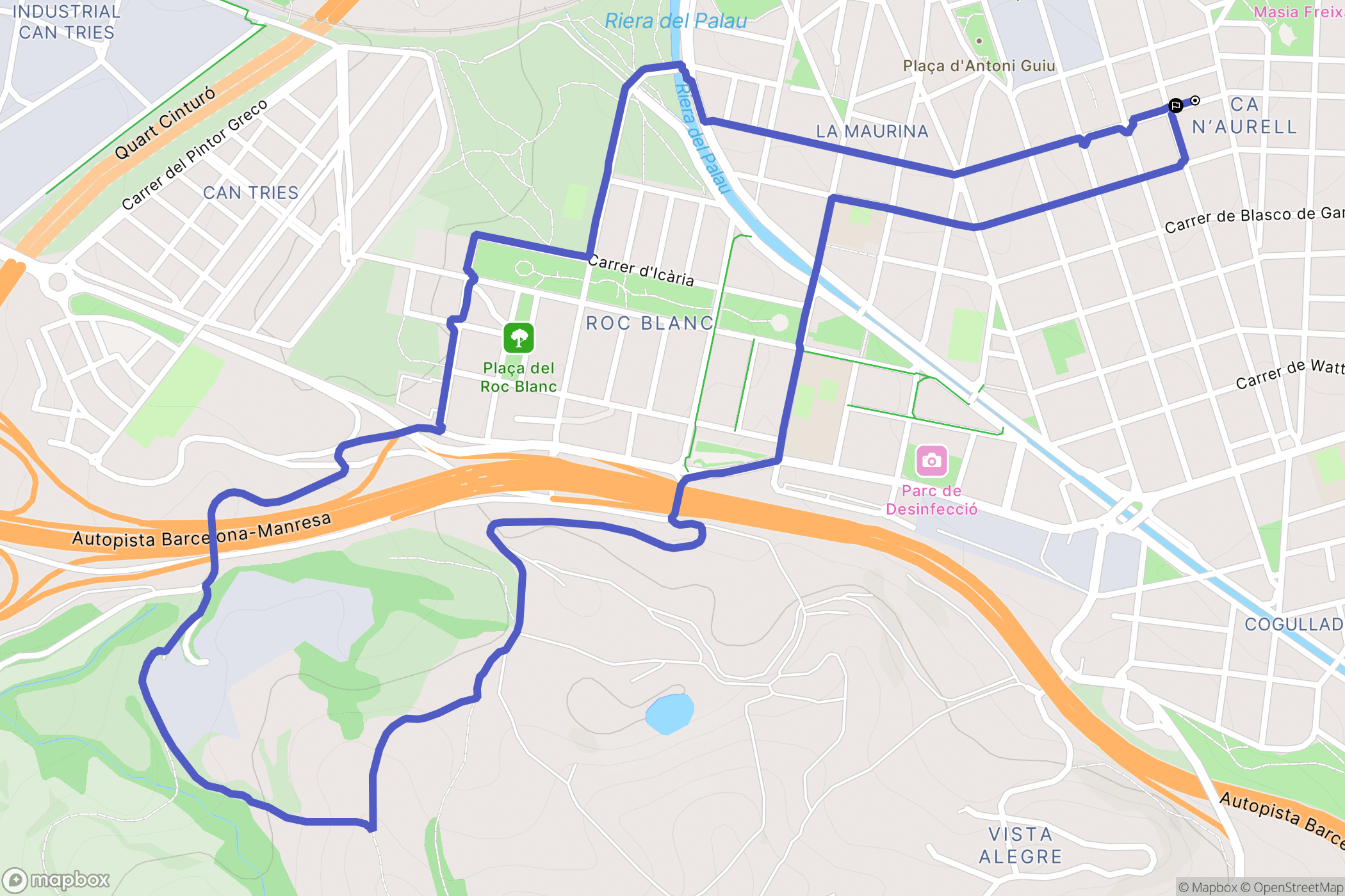 Terrassa : carte du parcours de randonnée - Spain