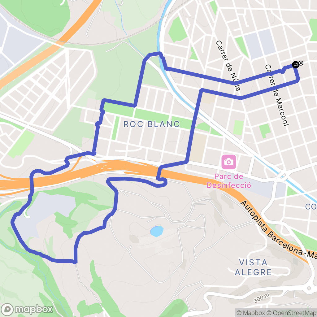 Terrassa : carte du parcours de randonnée - Spain