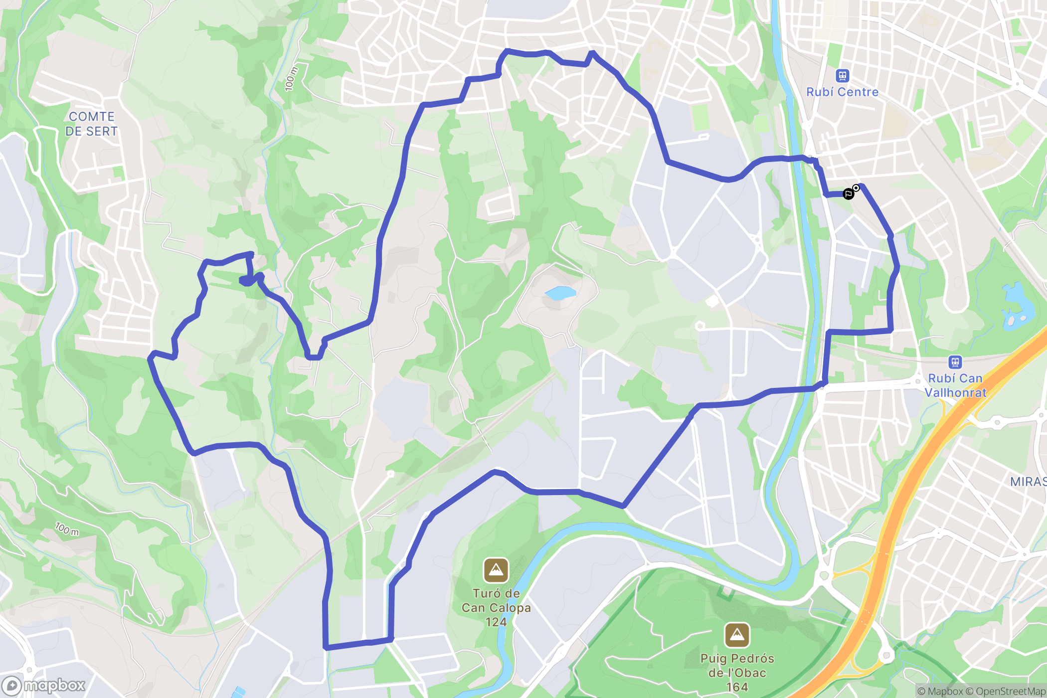 Rubí : carte du parcours de randonnée - Spain