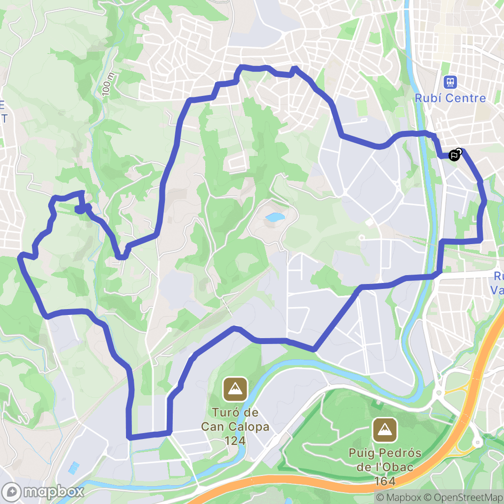 Rubí : carte du parcours de randonnée - Spain