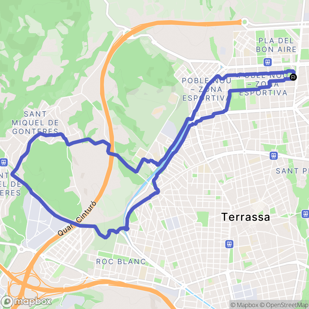 Terrassa : carte du parcours de randonnée - Spain