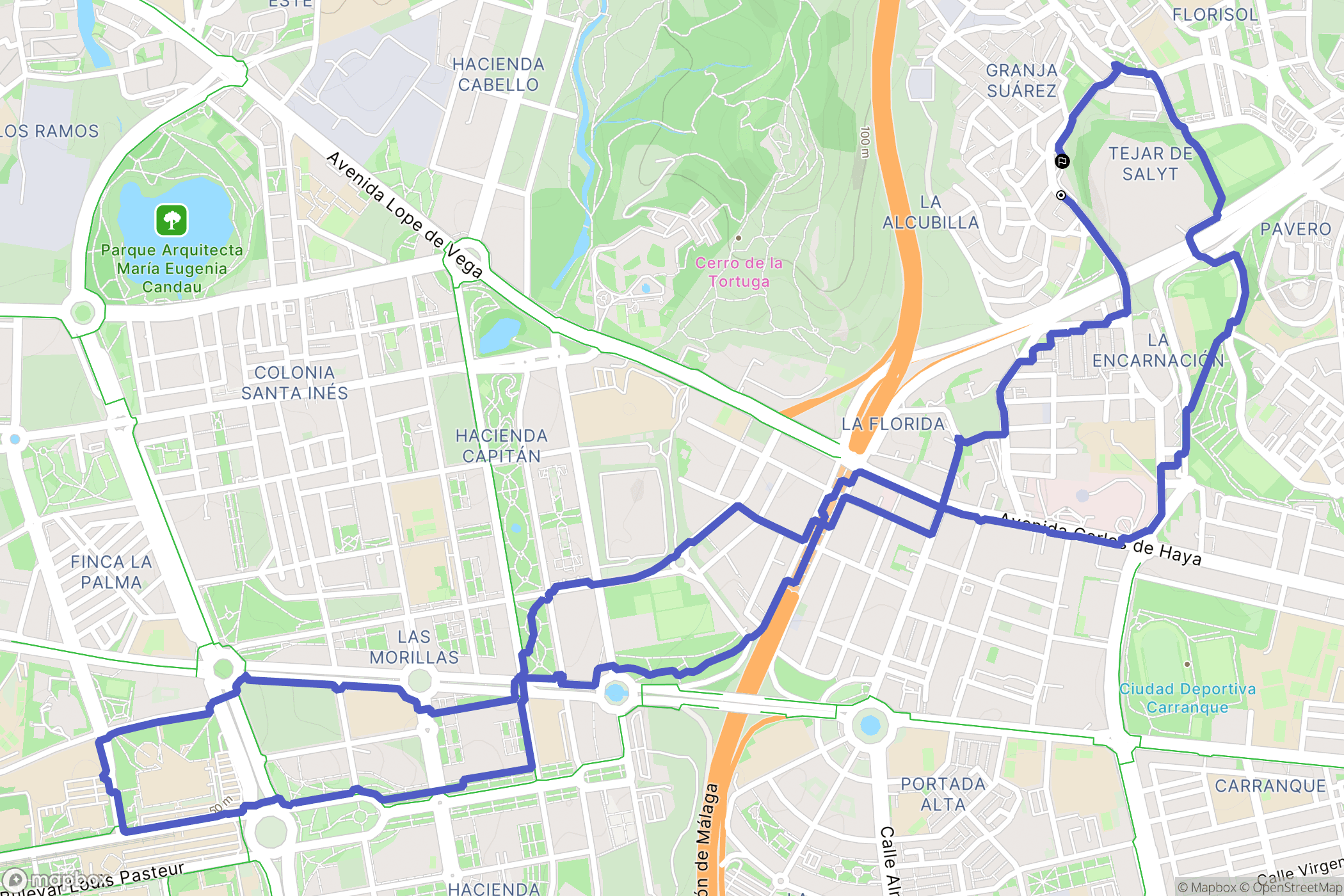 Málaga : carte du parcours de randonnée - Spain