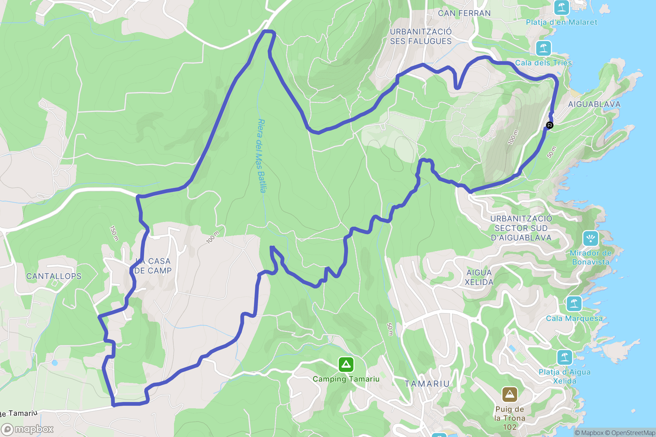 Fornells : carte du parcours de randonnée - Spain