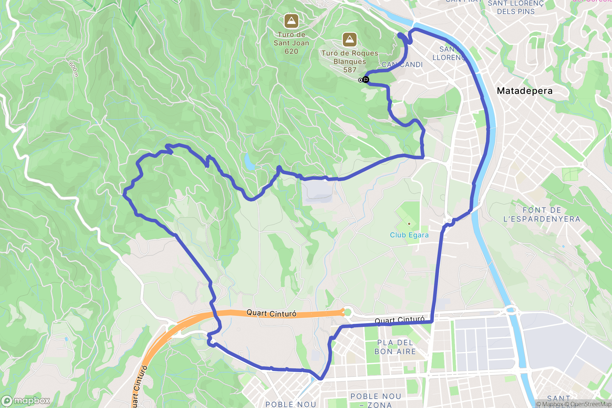 Matadepera : carte du parcours de randonnée - Spain