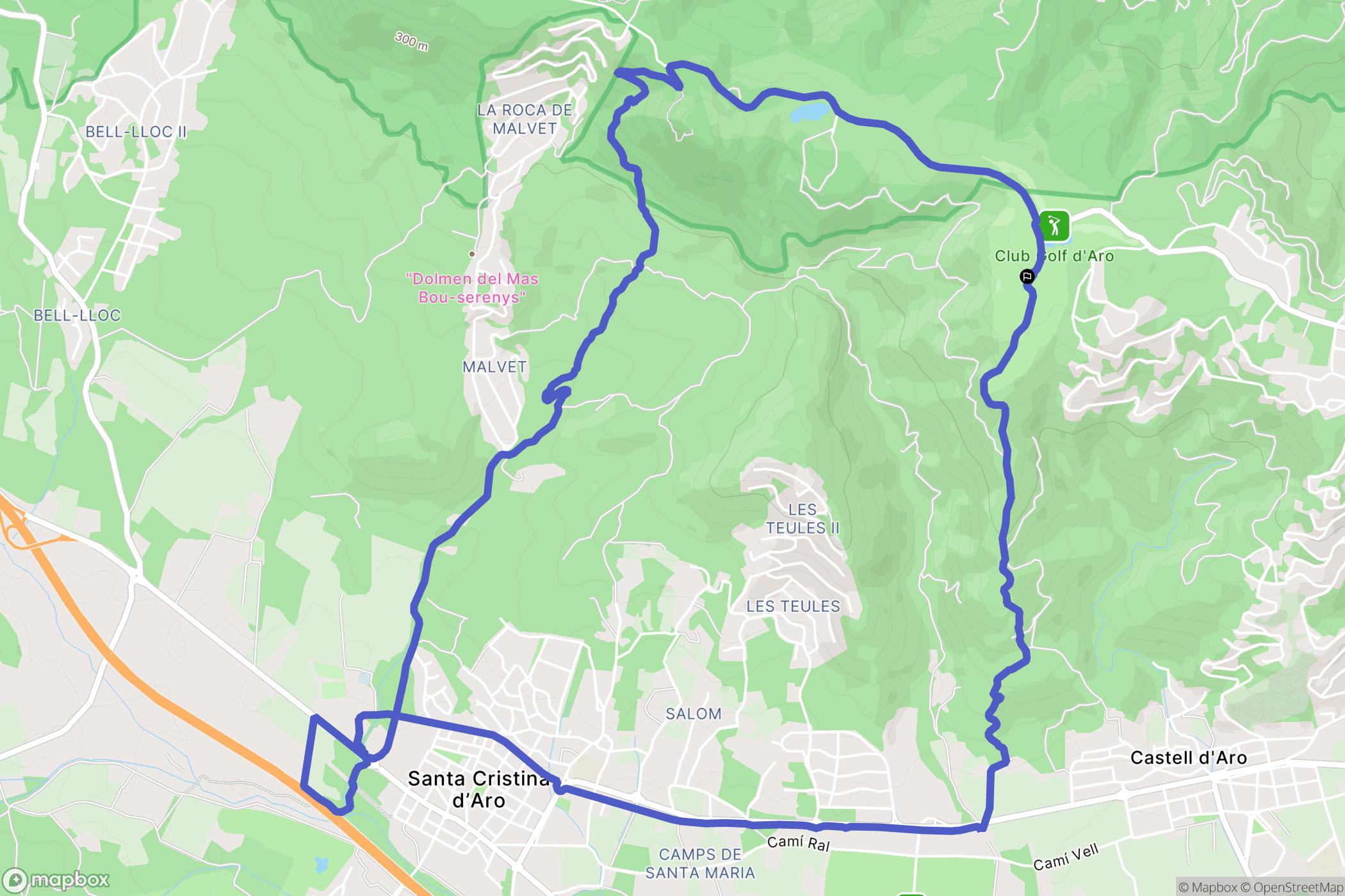 Conjunt de Castell d'Aro : carte du parcours de randonnée - Spain