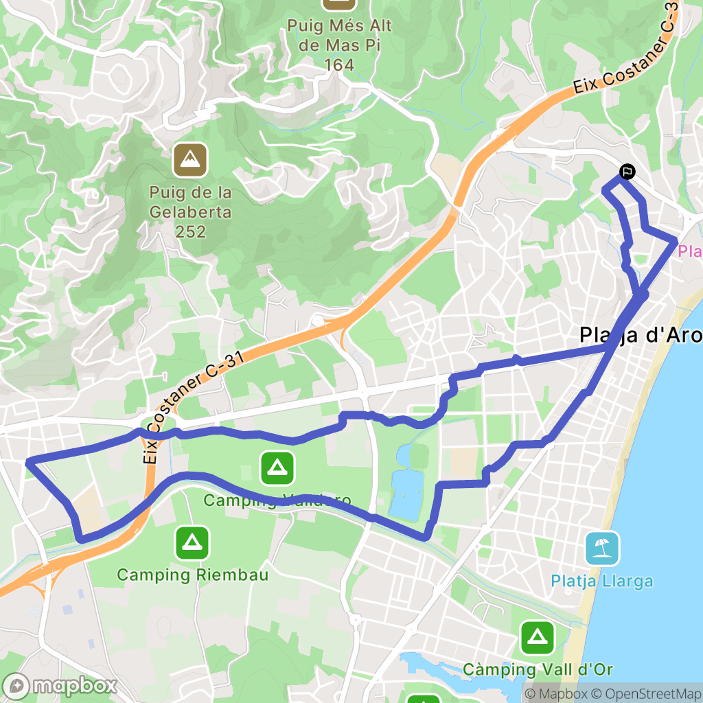 Platja d'Aro : carte du parcours de randonnée - Spain