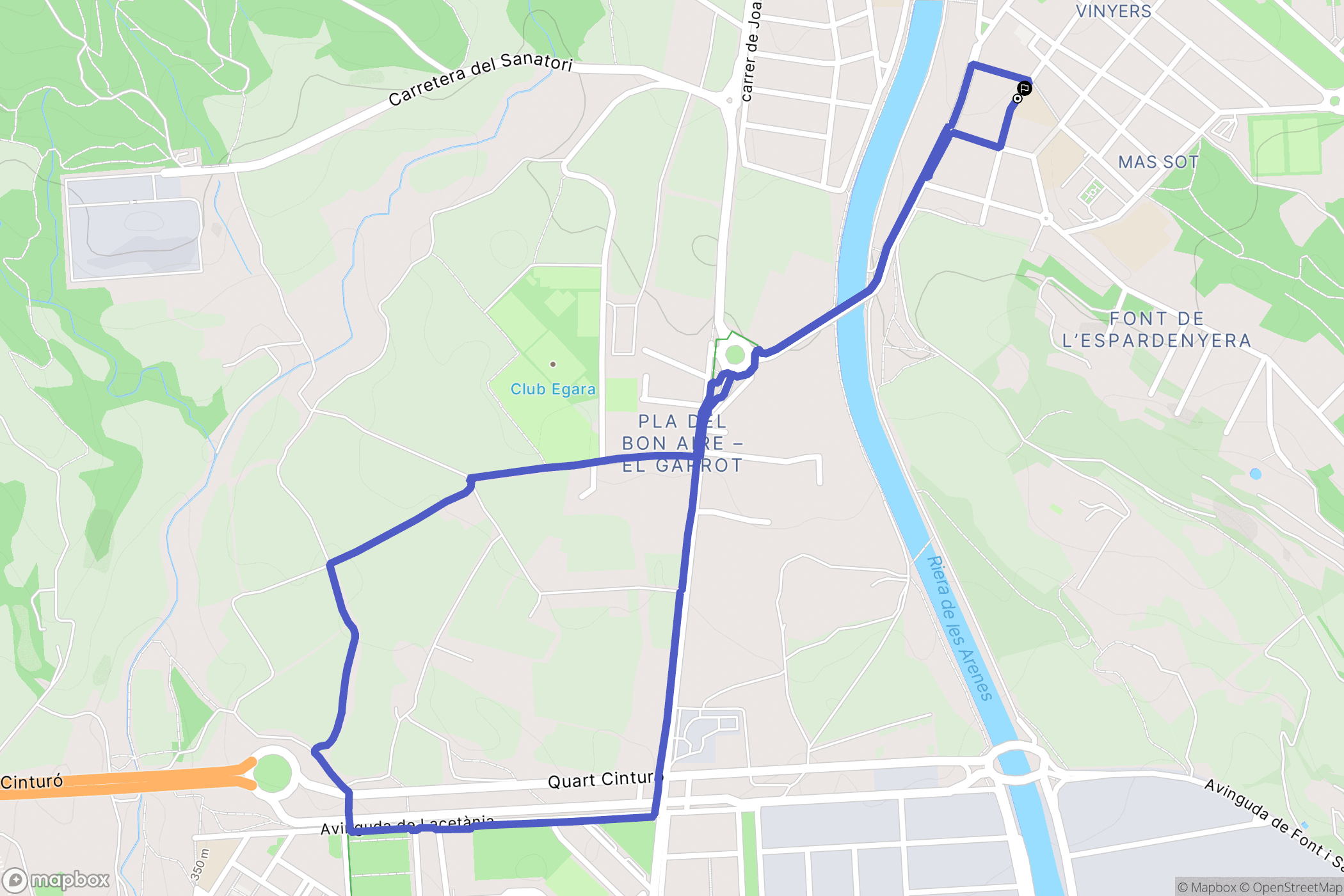 Matadepera : carte du parcours de randonnée - Spain